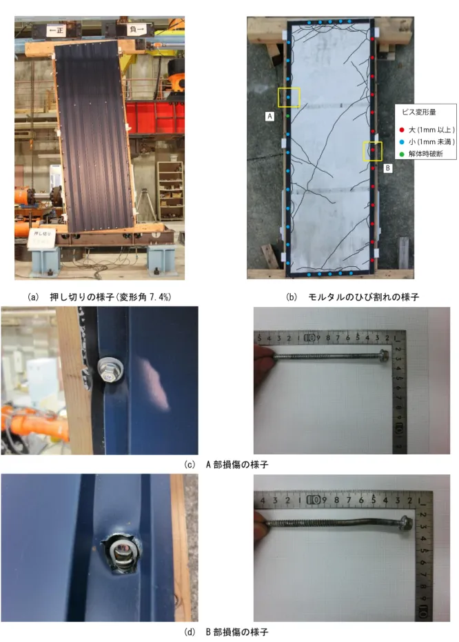 図 2.9 試験体 A1-2 の最大変形後の損傷状況