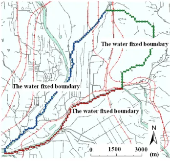 Table 1 shows the comparison of the value in which  the river  head had been brought together as a head  of water during a year and the underground water  head of each observation point obtained from  Arc-GIS