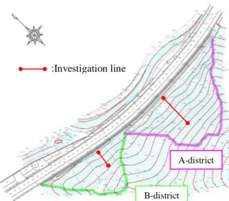 Figure 4 shows the P wave velocity obtained by  the seismic tomography method. This shows the  tendency that the speed transmitted in the ground  quickens as depth becomes deep