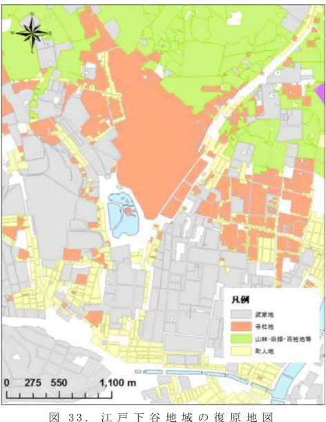 図 3 3 ． 江 戸 下 谷 地 域 の 復 原 地 図