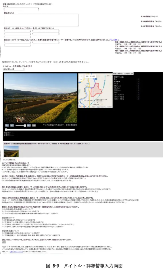 図  5-9  タイトル・詳細情報入力画面 