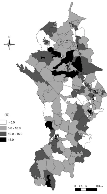 Figure 5. Distribution of In-migrants in Derbyshire Dales (1991-2001: OA)  Source: UK Census 2001 