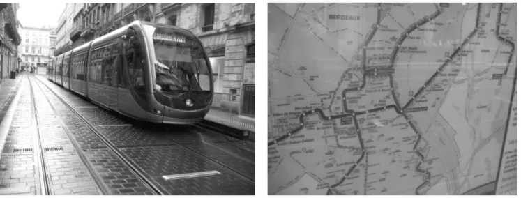 図 17 LRT の街中走行                                                       図 18 LRT の ABC3 路線の地図 図 19   ストラスブールの LRT 計画  (2) ストラスブール（仏国）  ストラスブールは人口 23.6 万人のフランス東部ド イツの国境に接する都市である。2007 年歴史的地区と 交通計画（トラム中心）で世界遺産として登録された。①トラムの計画と交通計画 トラムによる交通計画は目を見張るものがある。242006年の路