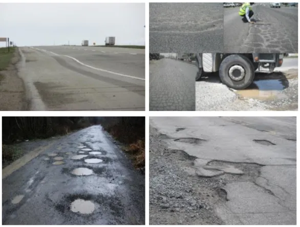 Figure 1-1: Examples of road defects  Source: the internet 