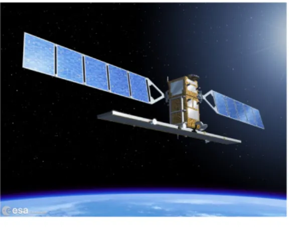 Fig. 3-3  Sentinel-1A 外観（ESA）  https://sentinels.copernicus.eu/web/sentinel/missions/sentinel-1/overview  Table 3-2 Sentinel-1 主要諸元，照射角と方位角に関しては，本研究に用いるデータ取得 時の角度を示す  3.1.3 InSAR 解析について  InSAR 解析は，前述した SAR によって得られるデータを 2 つ（または複数）用いて， それらのデータを干渉させ，データ間の反射波の