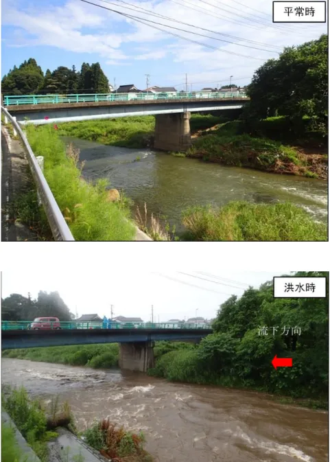 図 2- 2 —2(e)  大川下流の洪水前後の様子  流下方向 