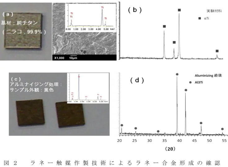図 ２   ラ ネ ー 触 媒 作 製 技 術 に よ る ラ ネ ー 合 金 形 成 の 確 認