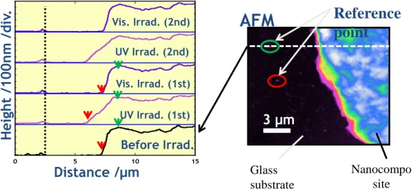 Figure  1.14  3-Dimensional  morphology  change  of  the  layered  hybrid  film.  (a)  Height  profiles of the hybrid film cross section