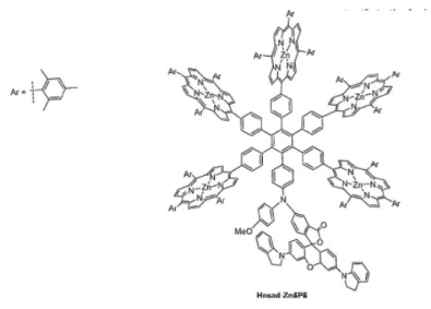 Figure 4. Structure of the antenna molecule synthesized and investigated by Gust et al