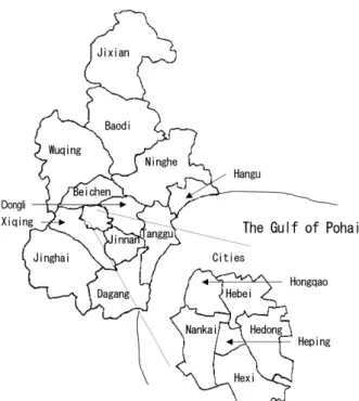 Fig 1. Map of the 18 districts in Tianjin, China.