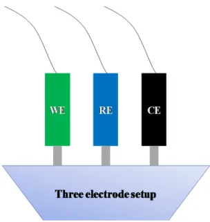 Fig. 2.7 Model diagram of two connection modes of three-electrode operation. 