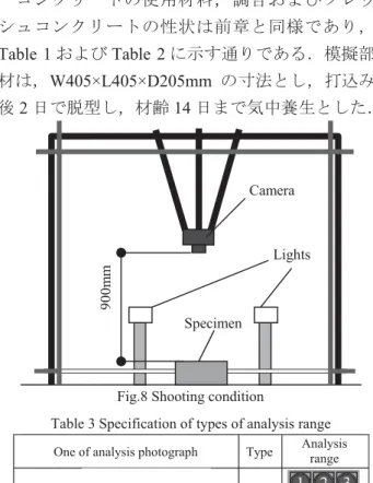 Table 3 Specification of types of analysis range One of analysis photograph  Type  Analysis 