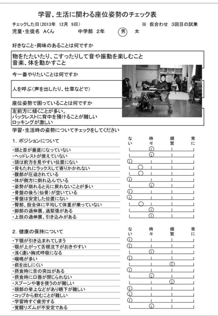 表 3　Aくん 3 回目のチェック（2013 年 12 月 9 日）