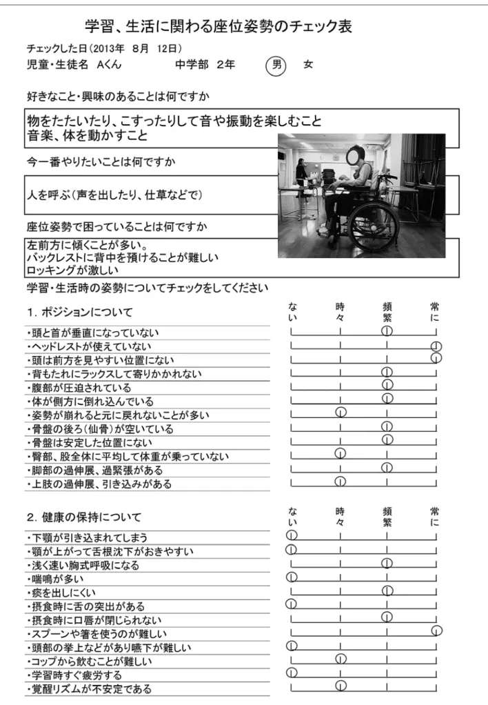 表 1　Aくんの実態把握（2013 年 8 月 12 日）