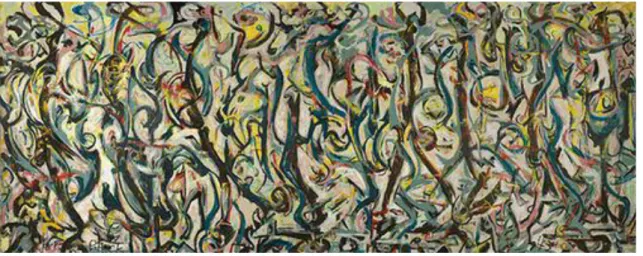 図  2  ジャクソン・ポロック《壁画》1943 年、油彩・麻布、247×605cm 
