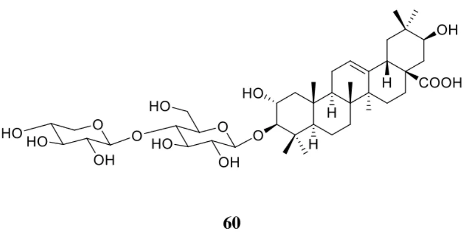 Figure 22. Important HMBC correlations of the sugar moieties of 61 