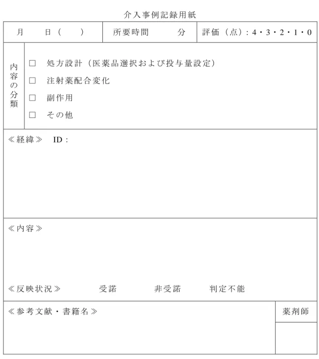 Fig. 1. The record sheet on the pharmaceutical interventions . 