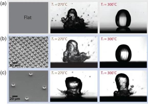 Fig. 1. 7 Effect of micro-pillar on impact dynamics, LFP adapted from Kwon et al. [10] 