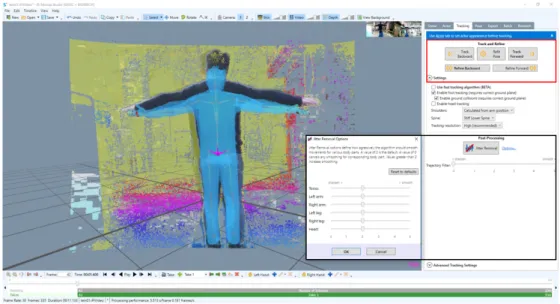 Figure 3.9: Data processing in iPi Mocap Studio