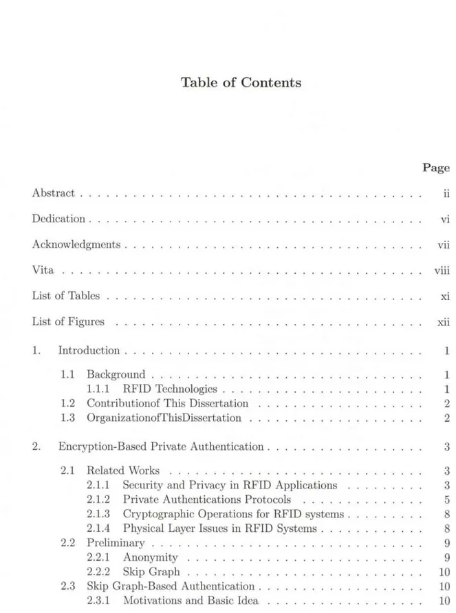 Table  of  Contents Page Abstract .......................................  ii Dedication .....................................