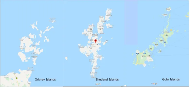 Table 6-3 Comparison of the Orkney, Shetland, and Goto Islands to the same scale