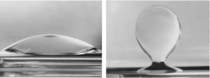 Figure  2-13.  The  shape  change  of  hexadecane  droplet  on  Hg  electrode/electrolyte  solution  interface