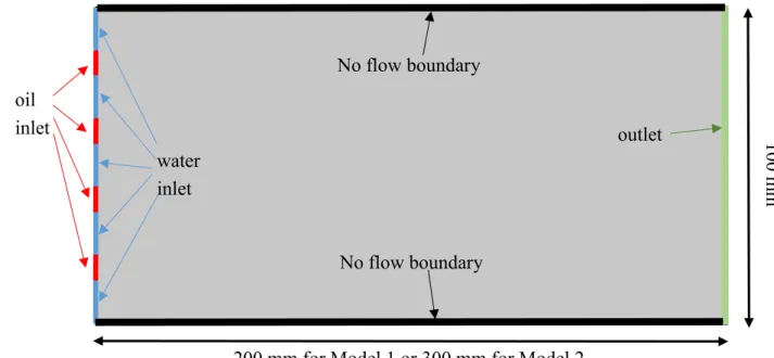 Fig. 4-4 Geometry of the numerical models  200 mm for Model 1 or 300 mm for Model 2 