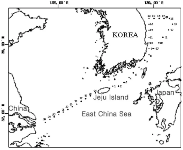 Fig. 1.  A map showing the sampling stations in the study area.