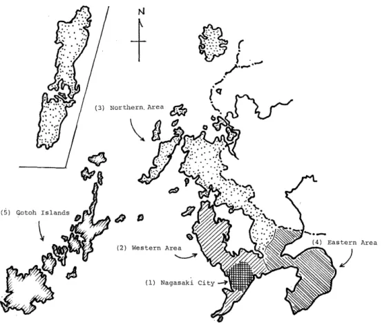 Fig.  2.  Map  of  Nagasaki  Prefecture  divided  into  five  areas