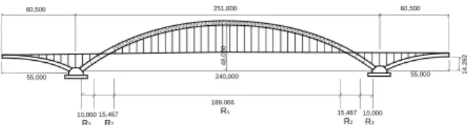 Figure 1 General characteristics of CFT bridge (unit: mm) 