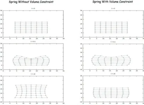 Figure 4: Mass spring model without and with volume preservation.