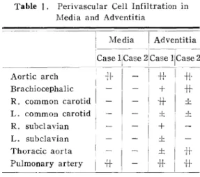 Table  1.  Perivascular  Cell  Infiltration  in  J\'Tedia  and  Adventitia 