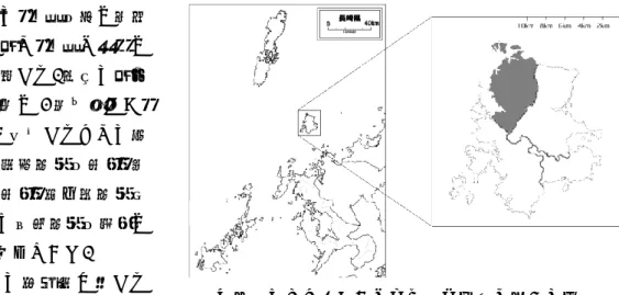 図１  壱岐島および勝本町（灰色部分）の位置 