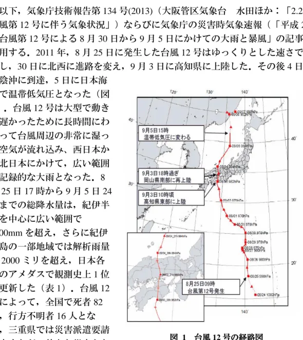 図  1  台風 12 号の経路図   