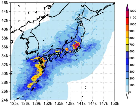 Fig. 1 2011~2020 年の年平均の落雷分布（回）
