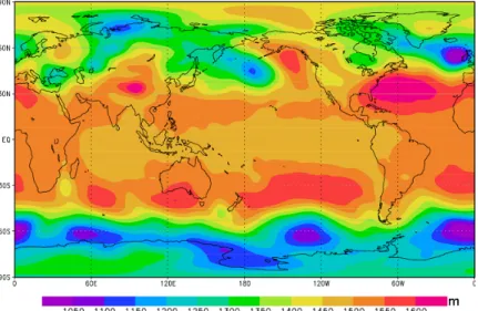 Fig. 3-1 1988 年 2 月の月平均高度場  (unit: m) 