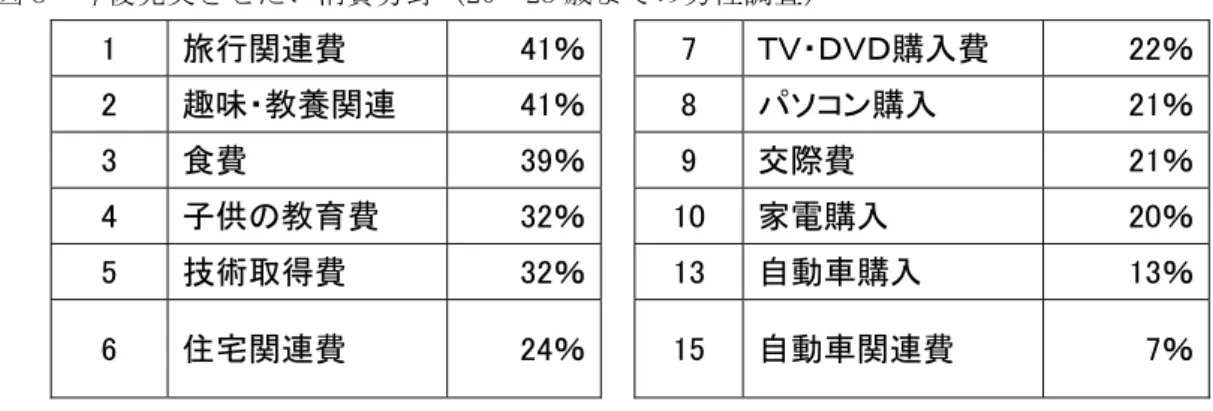 図 8  今後充実させたい消費分野（20～28 歳までの男性調査） 