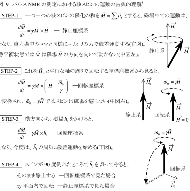 図  9  パルス NMR の測定における核スピンの運動の古典的理解 †    