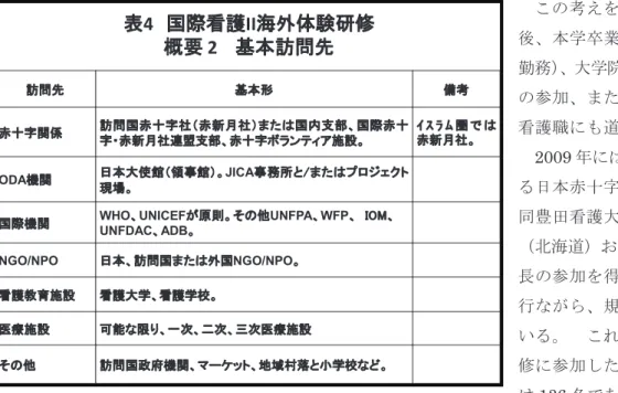 表 3 国際看護 II 海外体験研修