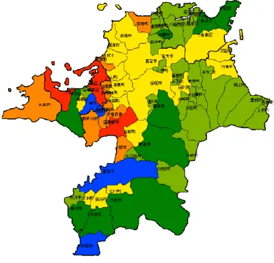 図 3 － 6 福岡県内外移動（純移入数合計， 2015 年） 