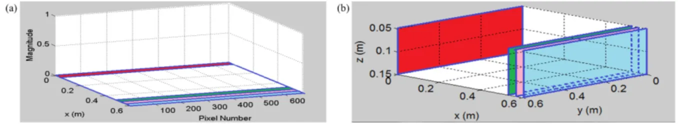 Fig. 4 Two images used to evaluate the image reconstruction results. (a). Magnitude plot to show the normalized magnitude of each pixel in each vertical slice