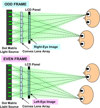 Fig. 2 Autostereoscopy with a directional backlight using a convex lens array and a vertical di ﬀ user.