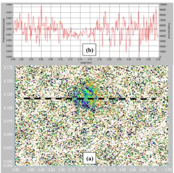 Fig. 13 (a) 3D surface profile of anode surface, 301X301 data points over area 0.3 × 0.3 mm
