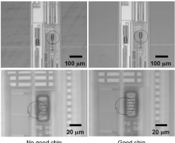 Fig. 15 Optical microscope images of a defective area localized when a laser beam was stayed at the point “2.”