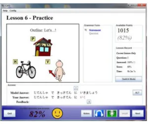 図 9 日本語 CALL システムの画面 Fig. 9 Screen shot of Japanese CALL system.