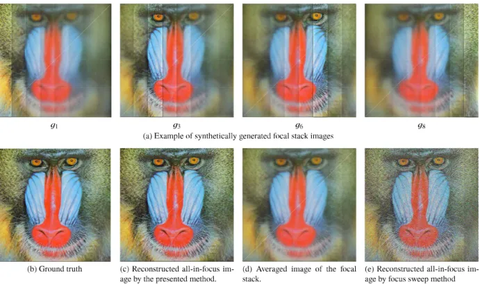 Fig. 4 Simulation results using “Baboon” test image for N = 8 and σ n = 10.