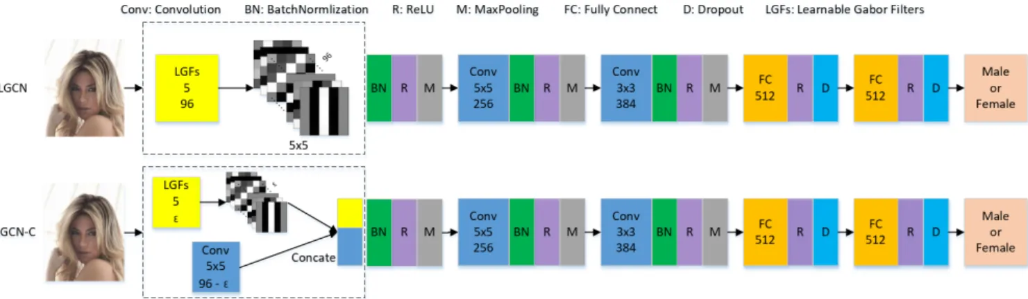 Fig. 2 Frameworks of LGCN and LGCN-C ( ε is a hyperparameter which represents the number of LGFs).