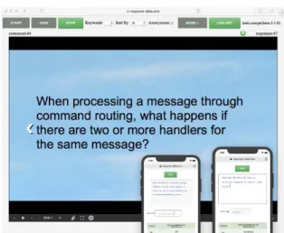 Fig. 1 Overview of the proposed APS: questions or comments from stu- stu-dents’ smartphones will be shared as presentations in the classroom [1].