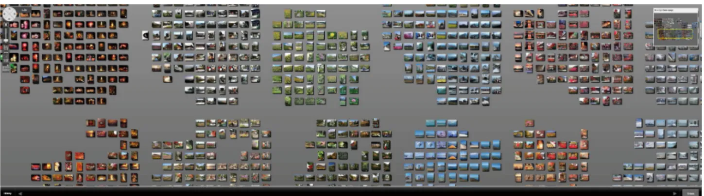 Fig. 2 Image Cruiser, a large-scale database retrieval engine that was developed as a practical imple- imple-mentation of Image Vortex.