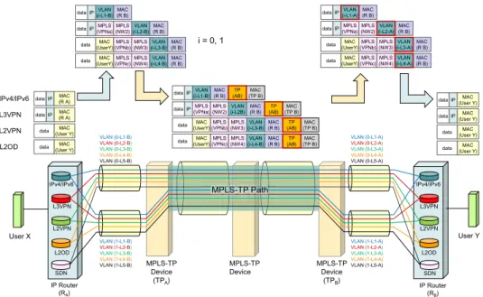 Fig. 7 Transitions of packet headers in services.